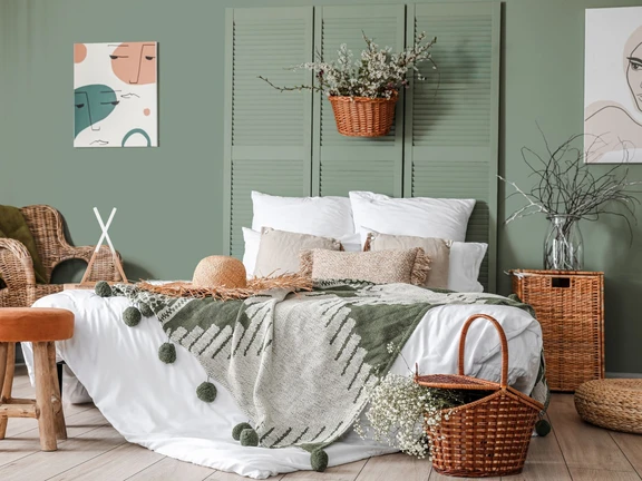 Wyciszająca sypialnia w stylu boho
