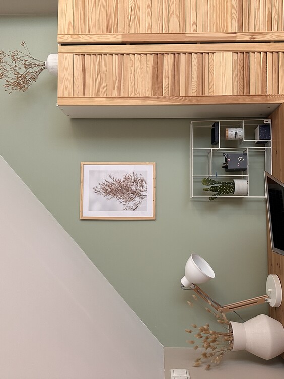 Ściany pomalowane Przytulny szałwiowy Dekoral EFFECT 3in1