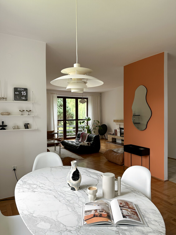 Jadalnia pomalowana kolorem Biały i Miedziany brąz Dekoral EFFECT 3in1  